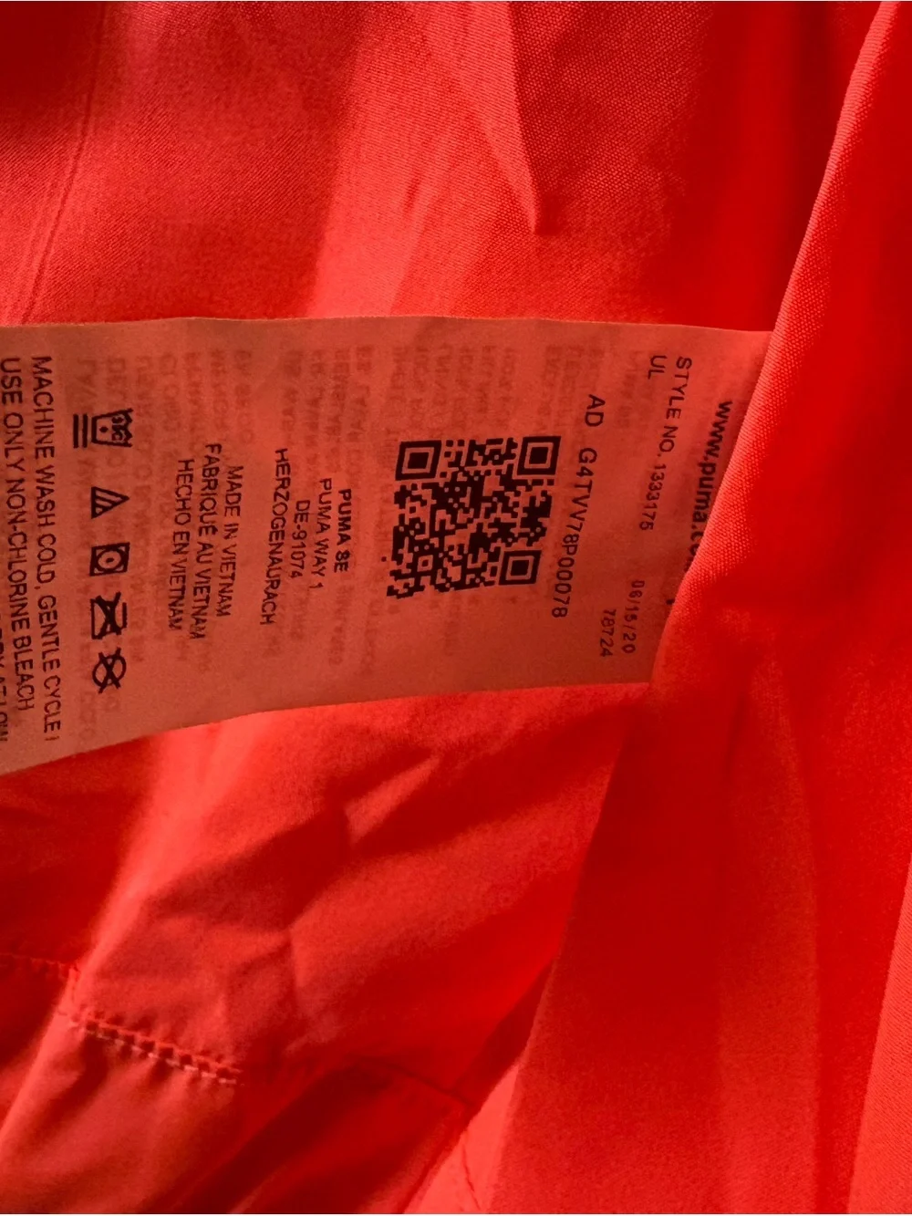 Puma Kids Neon Coral Puffer Vest with Black Logo